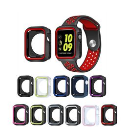 Fashion Dual Colours Soft TPU Case Bumper For Apple Watch iWatch Series 1&2&3 4 5 6 7 45mm 41mm 44mm 42mm 38mm Cover Frame Full Protection