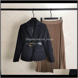 Autumn And Winter Luxury Design Fashion Suit Short Woollen Coat Senior Womens Skirt Twopiece Rooni Clothing Sets Hlwgn