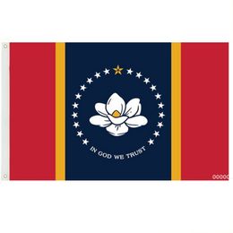 newIN GOD WE TRUST Mississippi State Flag 3x5FT banner 150X90CM Polyester brass grommets EWF6129