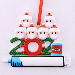 Party Supplies Christmas Decoration Quarantine Ornaments Family of 1-9 Heads DIY Tree Pendant Accessories with Rope Resin