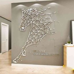 Simple line horse Acrylic wall stickers 3d DIY Home decor Living room Mirror wall sticker Fashion creativity Home art wall decor 210914