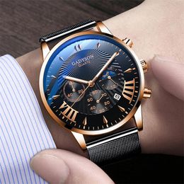 2021- new men's watch luminous fake three-eye non-machine quartz male students Korean version of the trend men