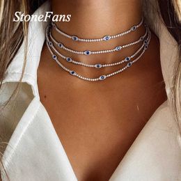 Designer collana gioielli di lusso stonefans moda malvagio occhio tennis choker strass per le donne charm collare catena blu cristallo