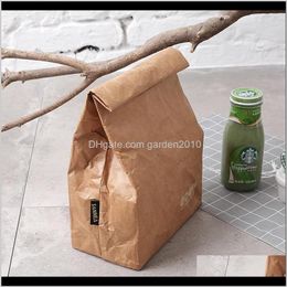 Reusable Durable Insulated Thermal Cooler Sack Storage Bags Brown Craft Paper Lunch Bag Iqpph Hteoj