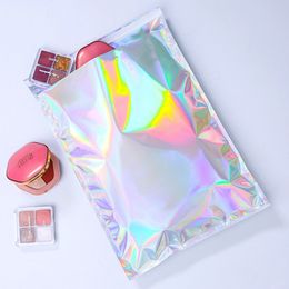 500pcs/lot Laser Colour Aluminium Foil Self Adhesive Retail Bag Mylar Foil Packing Bags for Grocery Crafts Packaging Express Bag