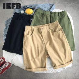 IEFB Men's Solid Color Shorts Fashion Man Casual Oversized Knee Length Pants Male Korean Streetwear Shorts Khaki 9Y7303 210524