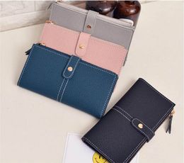 Fashion Simple Long Style Pu Leather Zipper Wallet Women Square Hasp Wallets