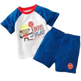 Monkey Blue Boys Clothing Set Summer Children Clothes kids Sport Suits toddler T-Shirts Pant Suit For Boy outfits Cotton 210413