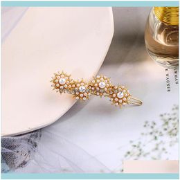 Hair Jewelryhair Clips & Barrettes Uer Fashion Jewelry Women Hairpins Unique Acrylic Pearl Star Gold Color Environment-Friendly Alloy Aessor