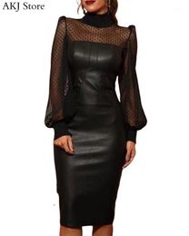 Faux Leather Long Sleeve Bodycon Dress Made in China Online 