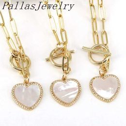 5Pcs Fashion Heart Necklace Women White Natural Shell Mother of Pearl Heart Charm Pendant Necklace Trendy Jewellery Gift X0707