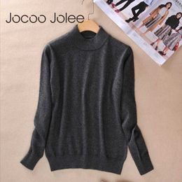 Jocoo Jolee Women Winter Cashmere Sweater Long Sleeve O Neck Knitted Slim Sweater Warm Thick Pullover White Pullover Jumper 210619