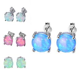 Fashion Opal Stud Earring For Women Bridal Purple Pink Blue Tiny Opal Earrings Wedding Party Jewelry