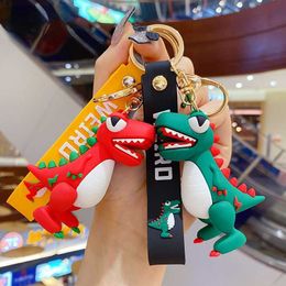 Fashion Cute Dinosaur Keychain Cartoon Animal Doll Key Chain Men Boyfriends Tyrannosaurus Car Bag Pendant Key Ring Gifts Kids G1019