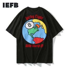 IEFB Tee Earth Letter Print T-shirt Men's Harajuku Fashion Round Neck Short Sleeve Streetwear Trend Black Tops 9Y7436 210524