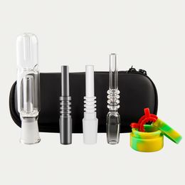 -CSYC Rauchen Kit NC007 mit Ledertasche Quarzspitzen 10mm 14mm GR2 Domellose Nägel Ti Tip Silikon Jar Becherbang Glass Wasserleitungen