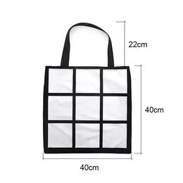 Sublimation Grid Tote Bag Blank White DIY heat transfer shopping bag 9 panels Cloth Frabic reusable Storage gift bag handbag BES121