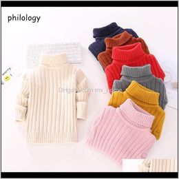 Sweaters Baby Clothing Baby Kids Maternity Drop Delivery 2021 Philology Pure Color Flash Yarn Fall Winter Boy Girl Kid Thick Turtleneck Shirt