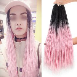 22 Inch Synthetic Hair Extensions Colour Gradient Two Strand Braids 2 Colours Gradients Pure Black Twos Strands Dirty Braidss Hair Crochet Wig WH0523