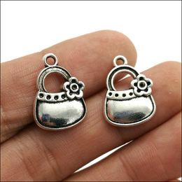 Wholesale 100pcs Handbag Tibetan Silver Charms Pendants for Jewellery making Earring Necklace Bracelet Key chain accessories 19*13mm DH0823