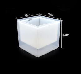 -3500ml rectangle LED lumière de glace de glace lumineuse double couche baquet carré en plastique non toxique étanche cuisine outils de cuisine durable GGA5055