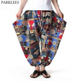 Men Women Cotton Harem Yoga Baggy Genie Boho Pants Fashion Print Loose Fit Baggy Gypsy Hippie Boho Yoga Harem Pants Trousers 3XL 210522