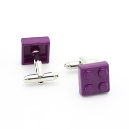 Men's Toy Bricks Cuff Link Copper Material Purple Colour 1pair