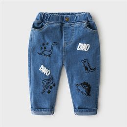 Neonati maschi Jeans Nuova primavera Autunno Abbigliamento per bambini Bambino Bambino Cartone animato Modello Pantaloni elastici Pantaloni lunghi causali per ragazzo 9 210414