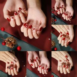 2022 tipps nägel weihnachten Falsche Nägel Drücken Sie auf vollständige Abdeckung abnehmbare Maniküre-Werkzeug Nagelspitzen Weihnachtsplatzkopf-tragbare Fälschung