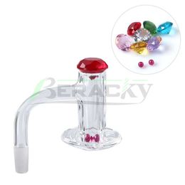 Beracky Facted Full Weld Smoking Blender Quartz Banger With Glass Diamond Marble Cap Ruby Pearls Beveled Edge Seamless Nails For Water Bongs Dab Rigs Pipes