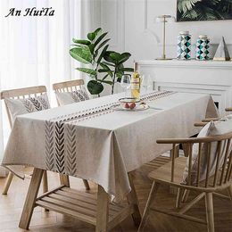 Nordic tablecloth rectangular kitchen embroidered dining table cover party wedding fireplace countertop decoration 210626