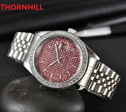 latest fashion full diamonds dial ring watches 40mm luxury fashion men and women of the steel belt movement quartz clock watch