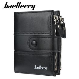 Wallets Baellerry Men Fashion Short Purse With Coin Pocket Vintage Double Zipper Wallet Male Card Holder W021186M