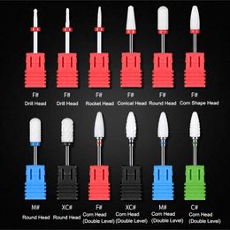 2.35mm Ceramic Nail Drill Tips 12 Options Stainless Steel Holders Manicure Accessories Set Nails Polishing Machine Heads