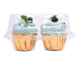 2 Compartment Cupcake Container - Deep Cupcakes Carrier Holder Box BPA Free Clear Plastic Case Stackable XB1