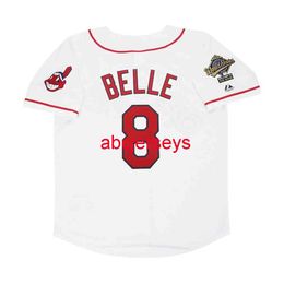 Stitched Custom Albert Belle 1995 Home White World Series Jersey add name number Baseball Jersey