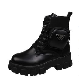 Cross-border boots Amazon Europe and the United States trendy fashion pockets mid-tube thick-soled Martin boots casual large size foreign trade wish four