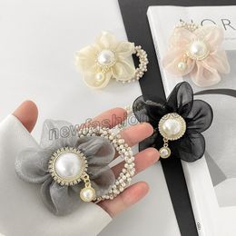 Elegant Flower Hairbands Elastic Head Bands Pretty Crystals Pearls Stretch Holder For Women Girl Hair Accessories