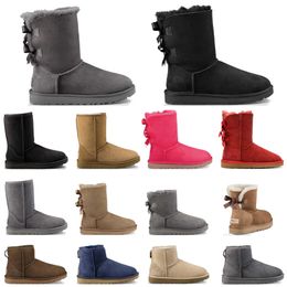 short girls ankle boots UK - 2021 New arrival winter snow short ankle boots girl women Fluff Designer shoes Black Chestnut Navy Antelope brown Pink Red Beige classic keep warm trainers boot