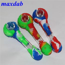 Nectar silicone hand pipe with titanium nail glass bowl dabber tool ash catcher water pipes bong