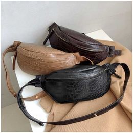Jin Mantang Women Shoulder Belt Bag Leather Alligator Zipper Waist Pack Fashion Travel Phone Pouch 211006