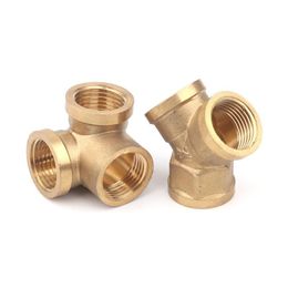Watering Equipments 1pc G1/2" Female Thread Tee Connector Pure Brass Plumbing Y-Type T-Type Connectors Water Gas Pipe Copper Fittings