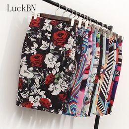 Floral Print High Waist Pencil Skirt Fashion Bodycon Skirts Womens Clothing Summer Skirts 2021 Knee Length Elastic Saia X0428