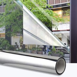 Window Stickers Silver Mirror Reflective Film One Way Vision Solar Tint Glass Self Adhesive Control Privacy Sticker