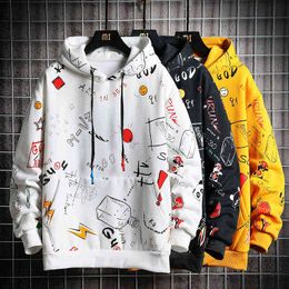 High-quality Brand Men's Hoodies Men Women Unisex 2021 Spring Anime Sweatshirt Oversized Japanese Streetwear Yellow Hoodie Men H1227