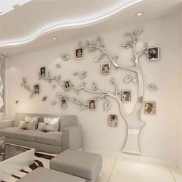 Wall Stickers Tree Po Frame Sticker DIY Mirror Wall Decal Home Decoration Living Room Bedroom Poster TV Background Wall Decor 210914