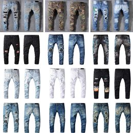 23ss Mens Designer Jeans Distressed Slim Fit Motociclista Denim Hole Pantaloni da uomo casual Pantaloni