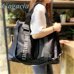 GAGACIA Fashion Women Nylon Travel Weekend Travelling Bag Large Capacity Girls Shoulder Bags Female Sport Outdoor Black Handbags 211118