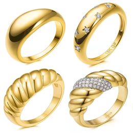 Anello a banda intrecciata intrecciata in oro 18 carati Signit Chunky Dome anelli taglia 6 a 10