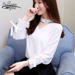 Fashion women blouse Spring long-sleeved women's shirt chiffon loose womens tops and s bow office lady 2070 50 210521